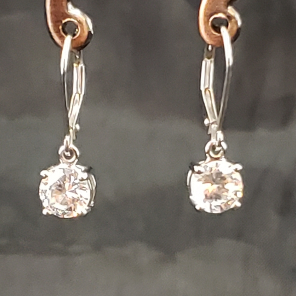 Sterling Silver and CZ Dangle Earrings